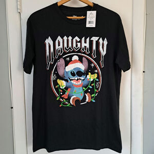 Disney's Lilo & Stitch Naughty Men's Graphic Crew Neck Tee NWT Large